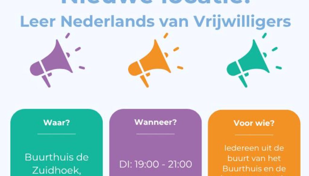 Taalcafé De Sluis opent zevende locatie in Buurthuis de Zuidhoek!